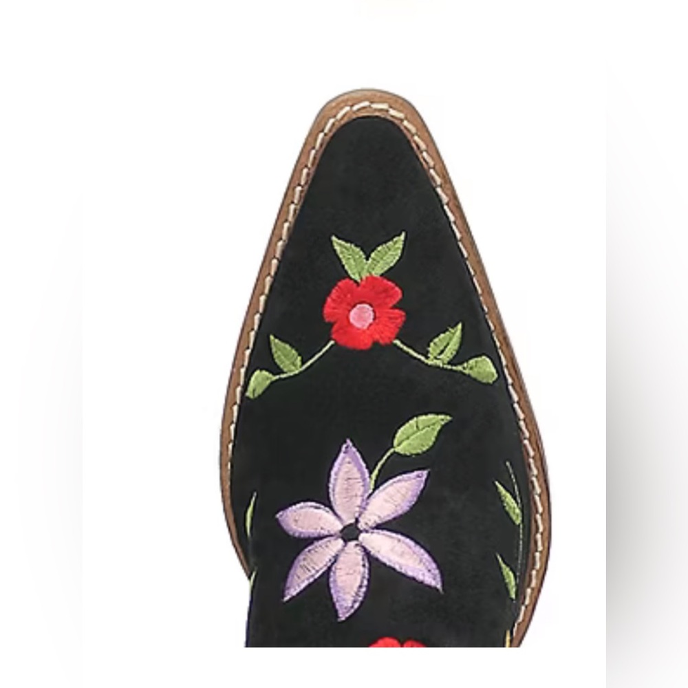 Dingo Black Floral Embroidered Heeled Boots - Picture 4 of 7